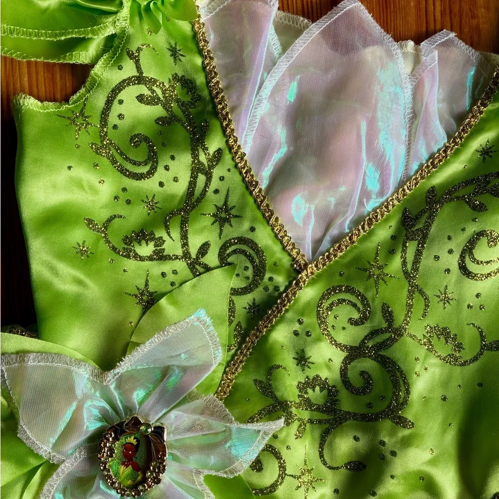 Disney Tiana Tinkerbell Wings Green Fairy Princess Costume Small 4 6 Halloween